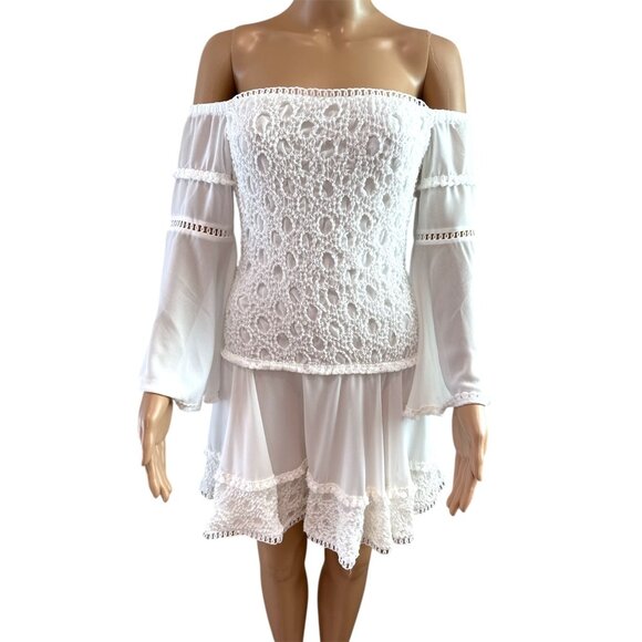 Women's Venus White Tiered Dress,  size 8 - Picture 3 of 16